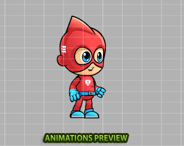 Super Boy001 Character Sprites - Royalty free game art - gif preview