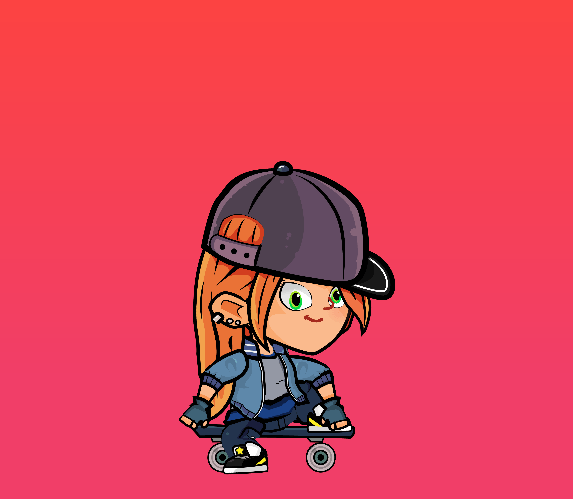 Skater Girl 2D Spine Character Sprites - Royalty free game art - gif preview