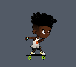 Afro Skater Boy 2D Spine Character Sprites - Royalty free game art - gif preview