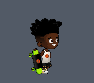 Afro Skater Boy 2D Spine Character Sprites - Royalty free game art - gif preview