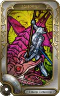 Portrays the scene of Saint Daniffin and the Basilisk. Muster the courage to stand against those who would threaten the weak.