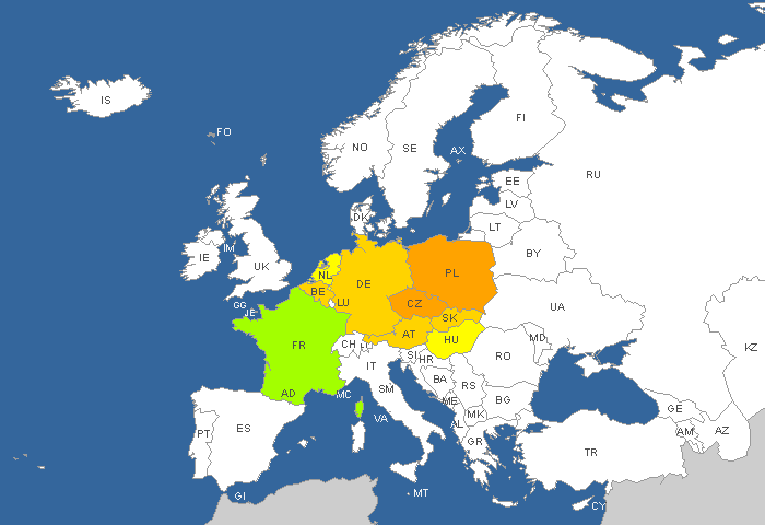 European Countries cached in