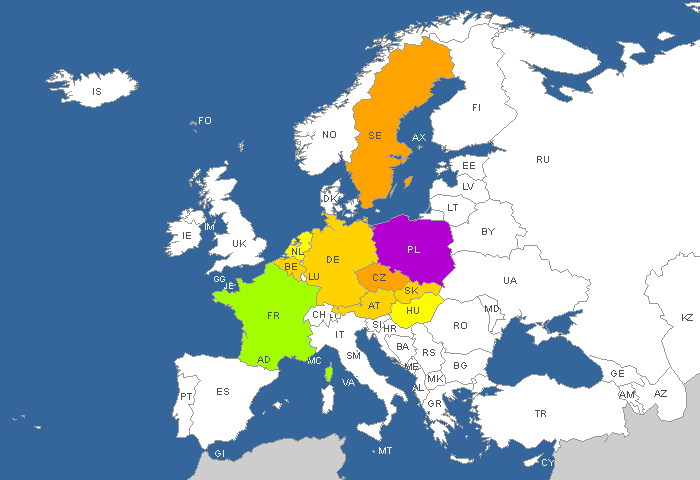 European Countries cached in
