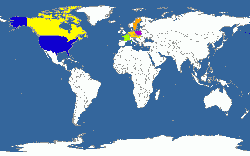 Countries cached in