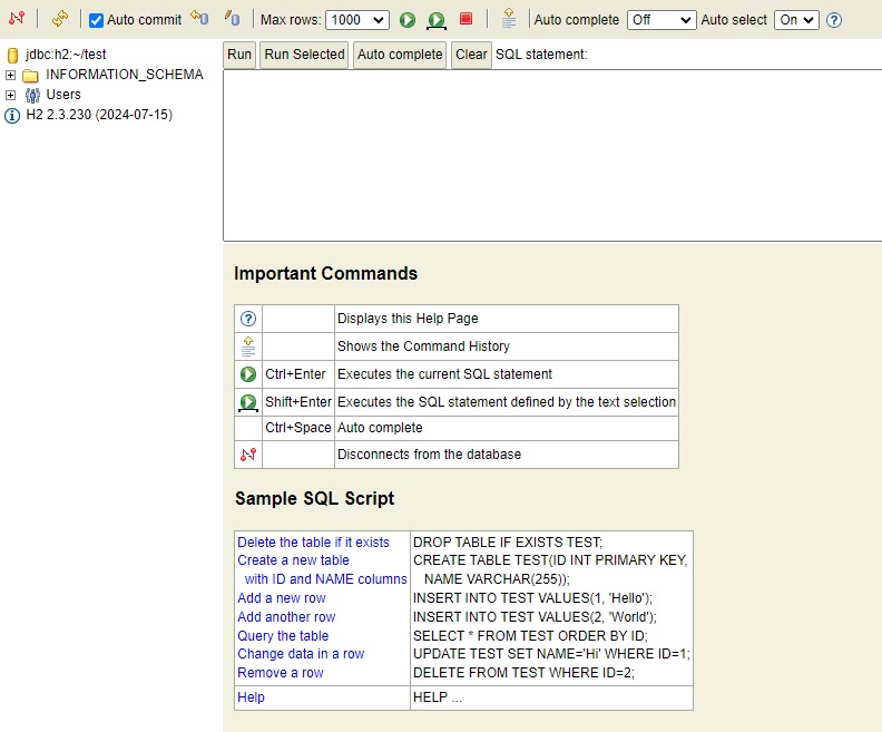 post h2 graalvm console