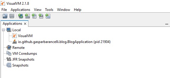 visualvm applications