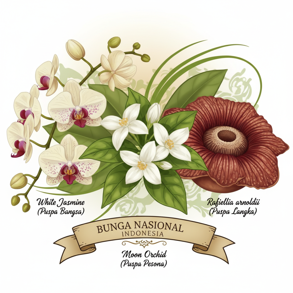 Indonesia's Triumvirate of Flora: Jasmine, Moon Orchid, and the Giant Rafflesia