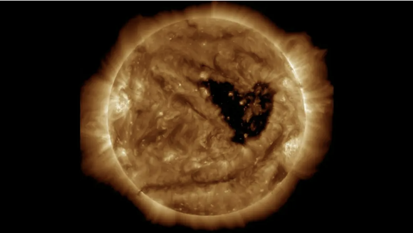 Heart-Shaped Coronal Hole Captures Attention as Sun Shows Unexpected Activity