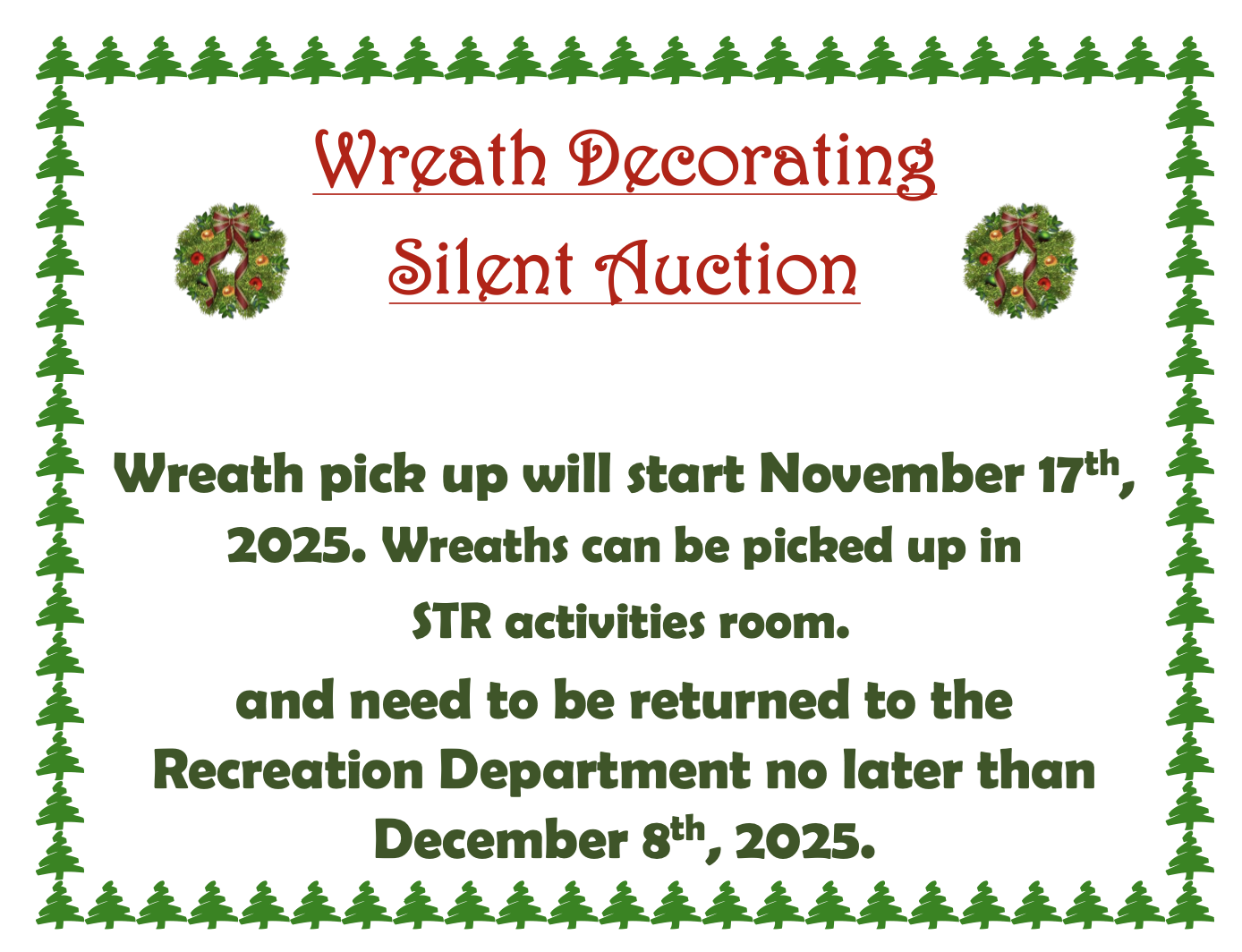Wreath Decorating Silent Auction November 17