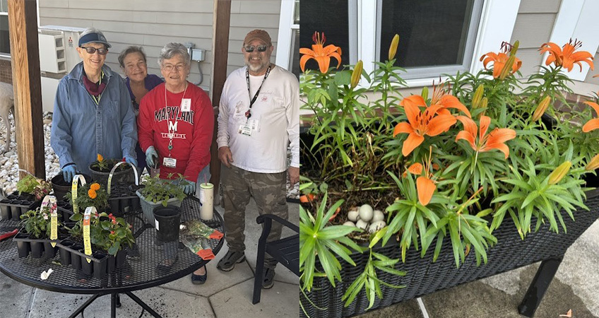Memory Care residents gardening at Citizens Care