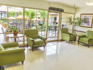 the front lobby at Pacific Palms