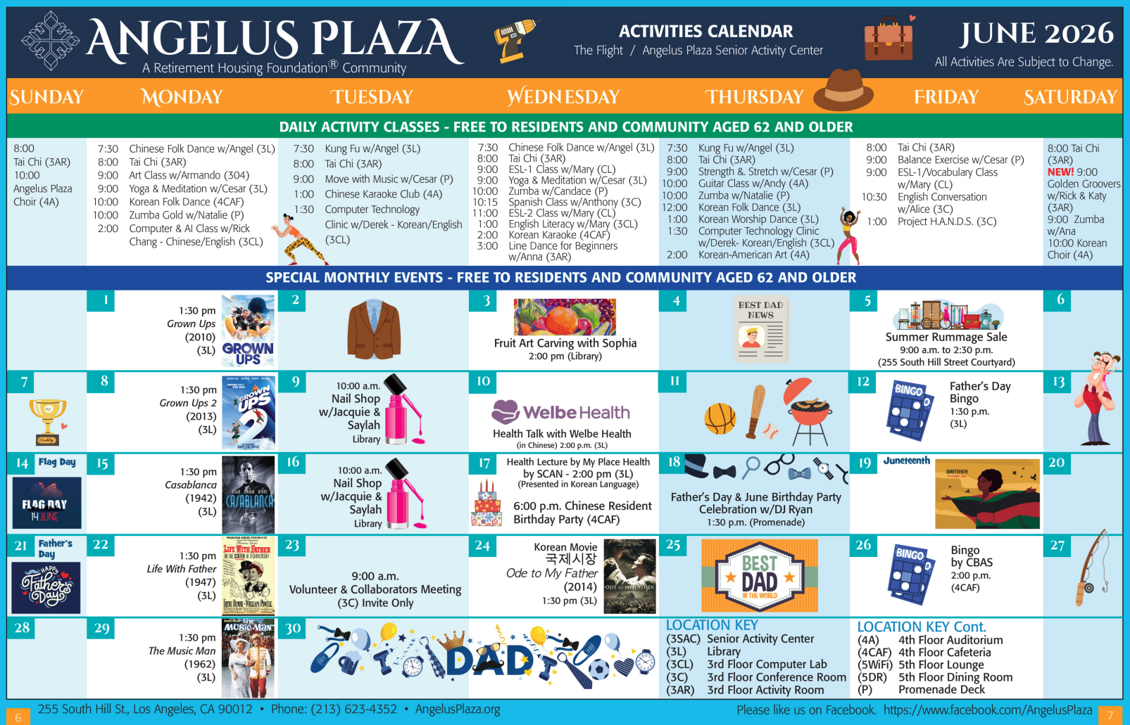 Angelus Plaza June Calendar