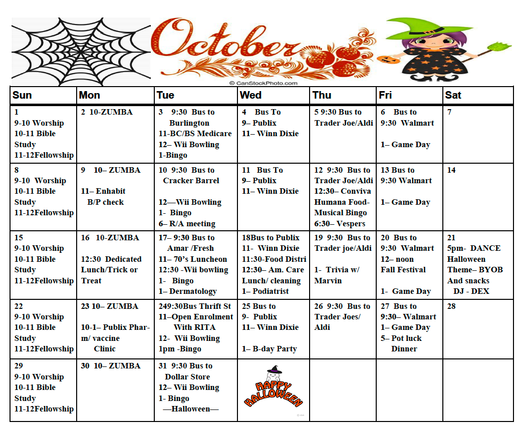 Affordable Senior Community Calendar The Towers of Jacksonville