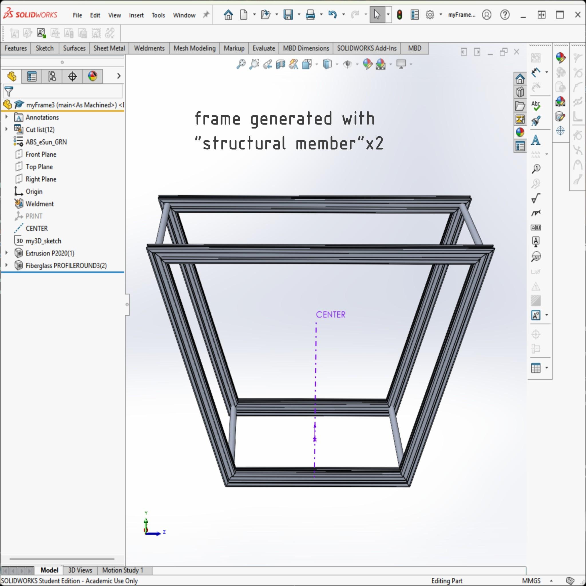 Make 2020 Aluminum Frame from Weldments | GrabCAD Tutorials