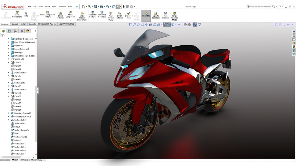 Kawasaki Ninja ZX10R | 3D CAD Model Library | GrabCAD