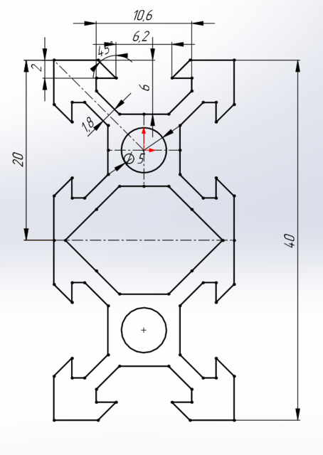 2040 v-slot (10-1500mm length) | Конструкционный профиль v-slot