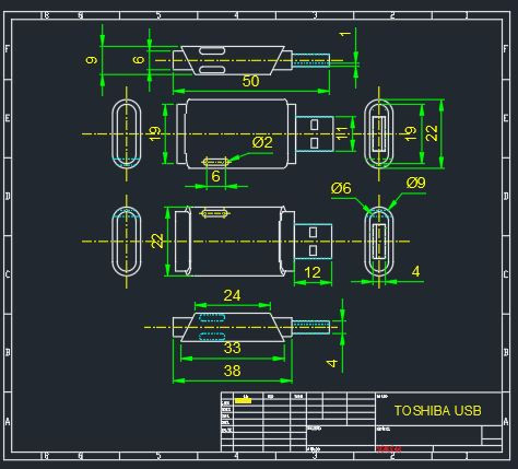 TOSHİBA USB DWG TECH DRAW | 3D CAD Model Library | GrabCAD