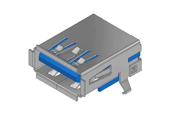 USB 3.0 Type A Port | 3D CAD Model Library | GrabCAD