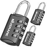 GIVERARE 3 Pack Combination Lock, 4-Digit Padlock Keyless, Resettable Luggage Locks for Backpack, Gym & School & Employee Locker, Weatherproof Travel Lock for Fence, Backyard Gate, Hasp, Case-Black (Color: Black)
