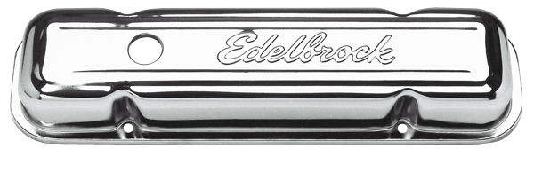 Edelbrock 4457 Edelbrock Valve Cover Signature Series Pontiac 1962-1979 301-455 CI V8 Tall Chrome main image 1