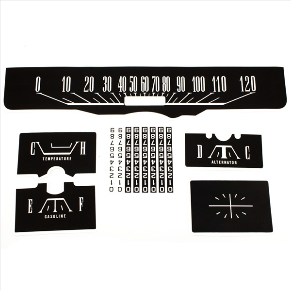 19661967 Dash Gauge Decal Kit with 120 MPH Speed...