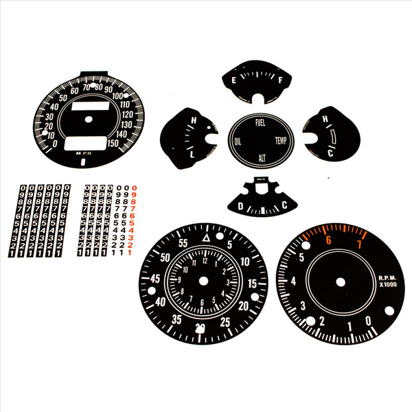 19721974 EBody Rallye Dash Gauge Decal Kit with 150 MPH...