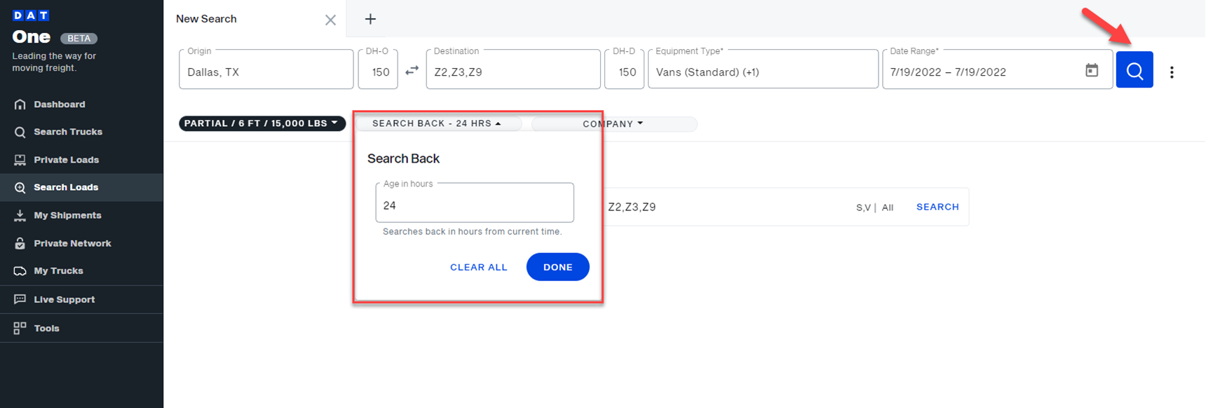 Find loads for sprinter vans, cargo vans, and box trucks on DAT One web