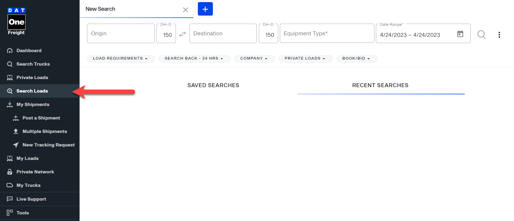 Find loads for sprinter vans, cargo vans, and box trucks on DAT One web