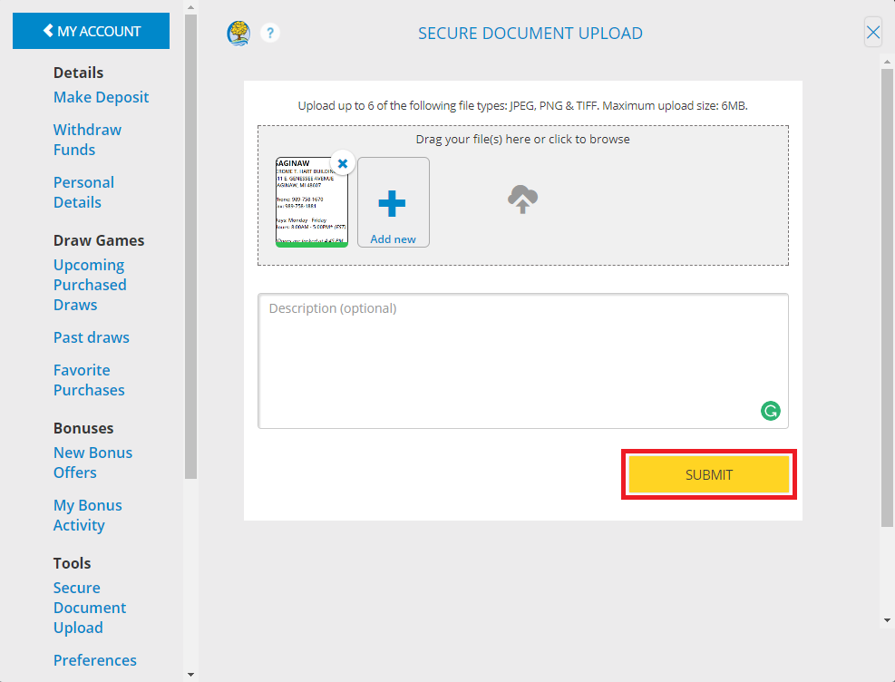 How to Secure Document Upload Michigan Lottery FAQ
