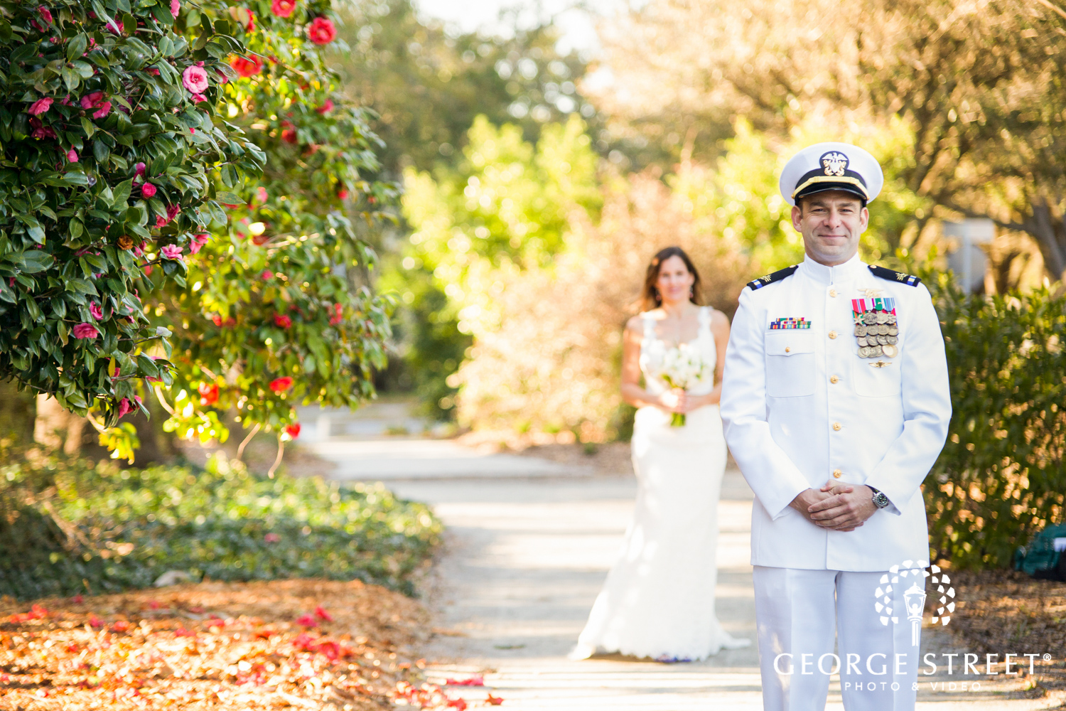 US Navy military wedding first look