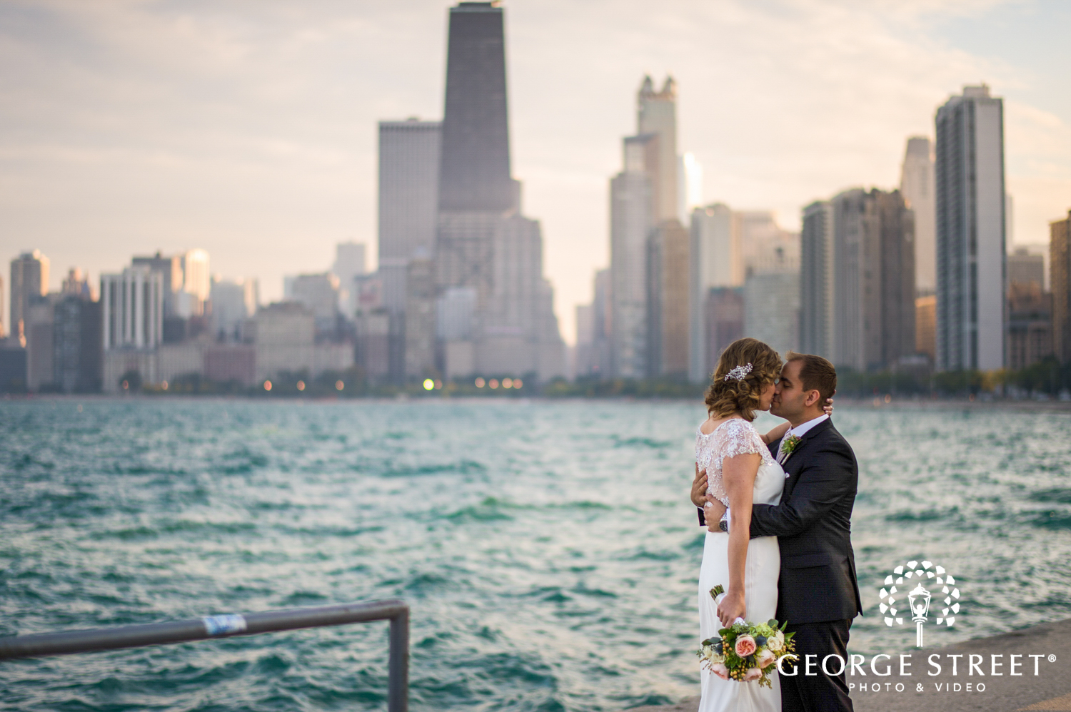 Chicago skyline North Avenue Beach wedding photography