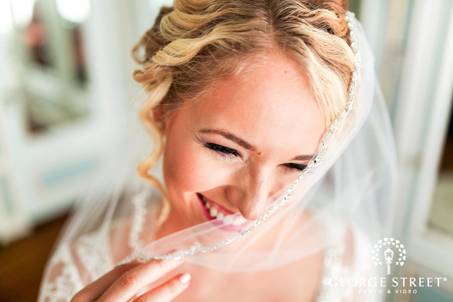 candid laughing bridal portrait southern wedding photography