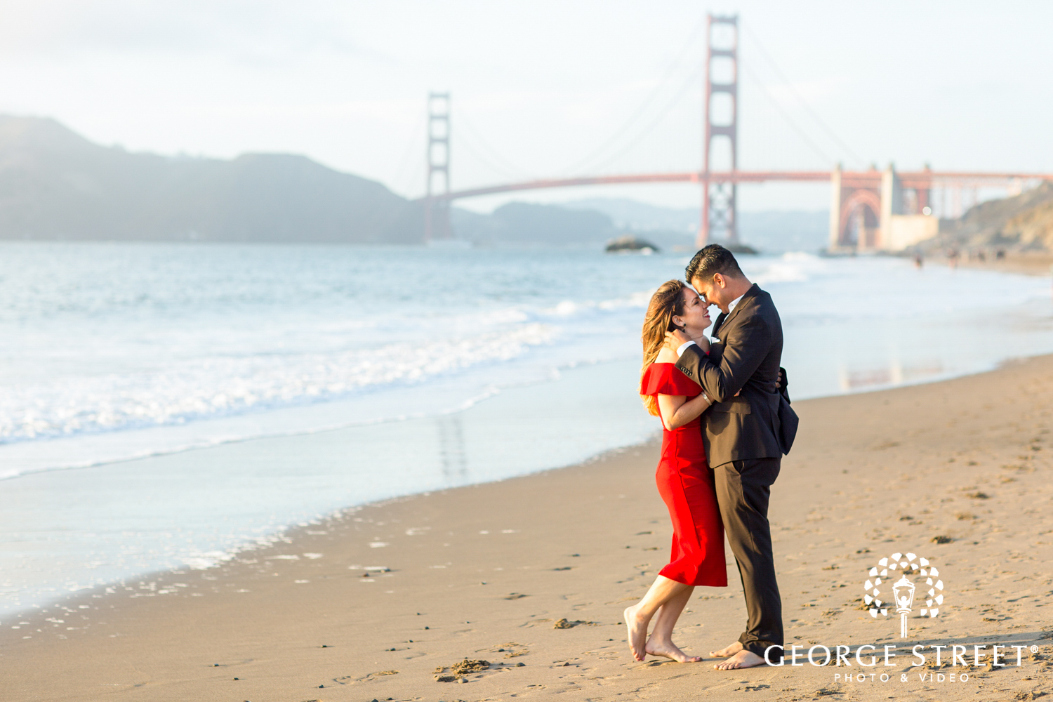 Baker Beach Golden Gate Bridge engagement photo session