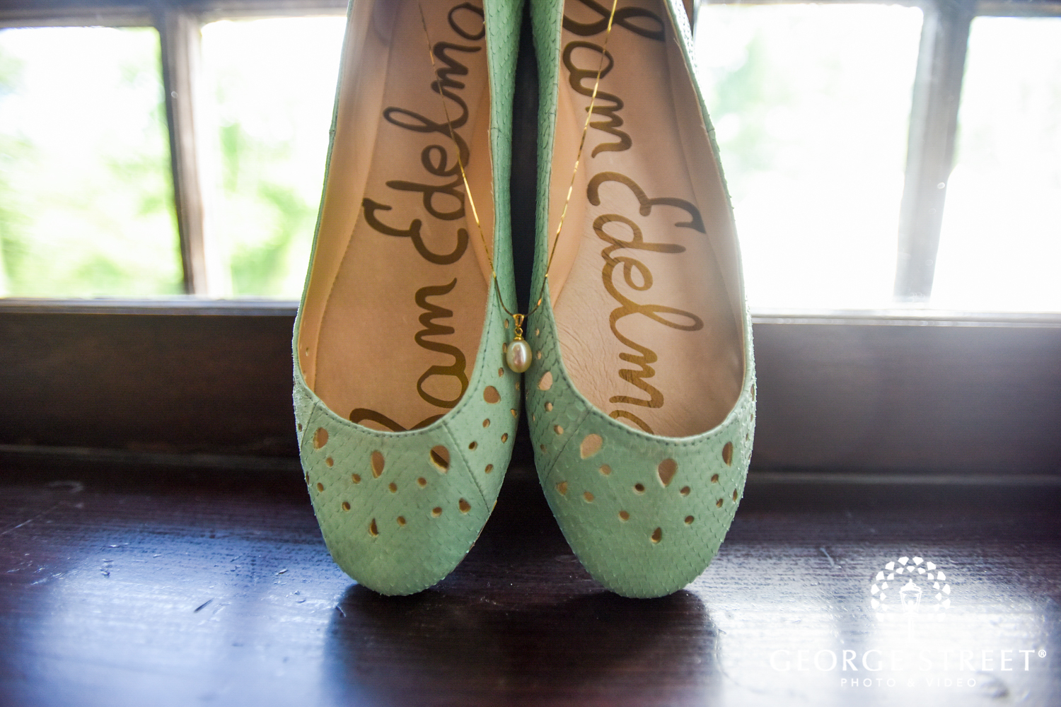 wedding prep details shoes and jewelry