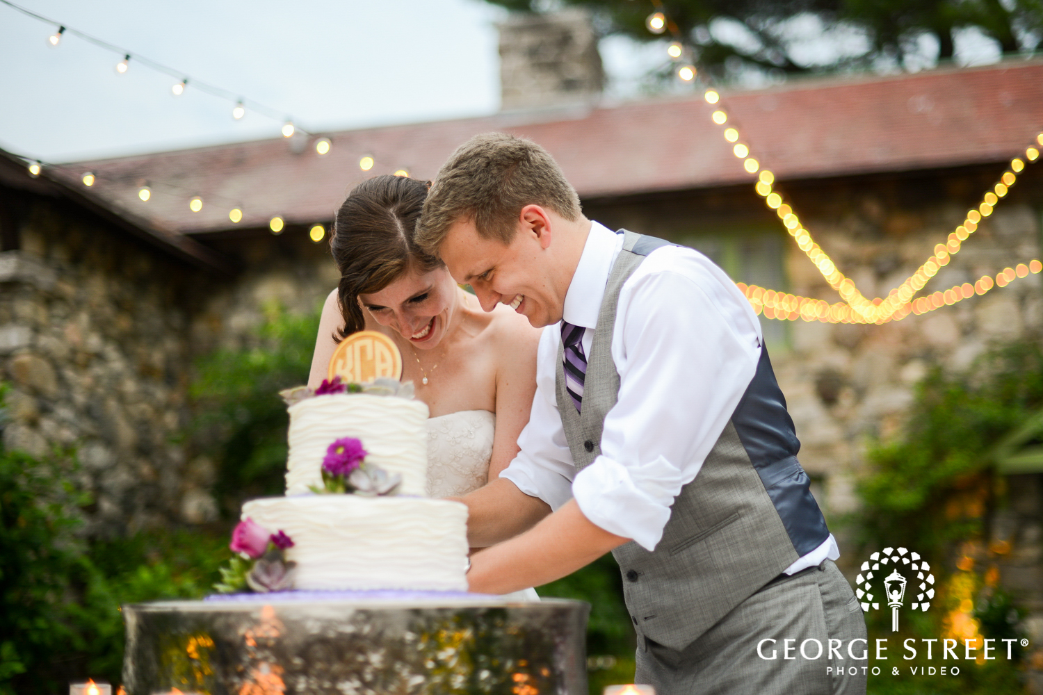outdoor sunset wedding reception
