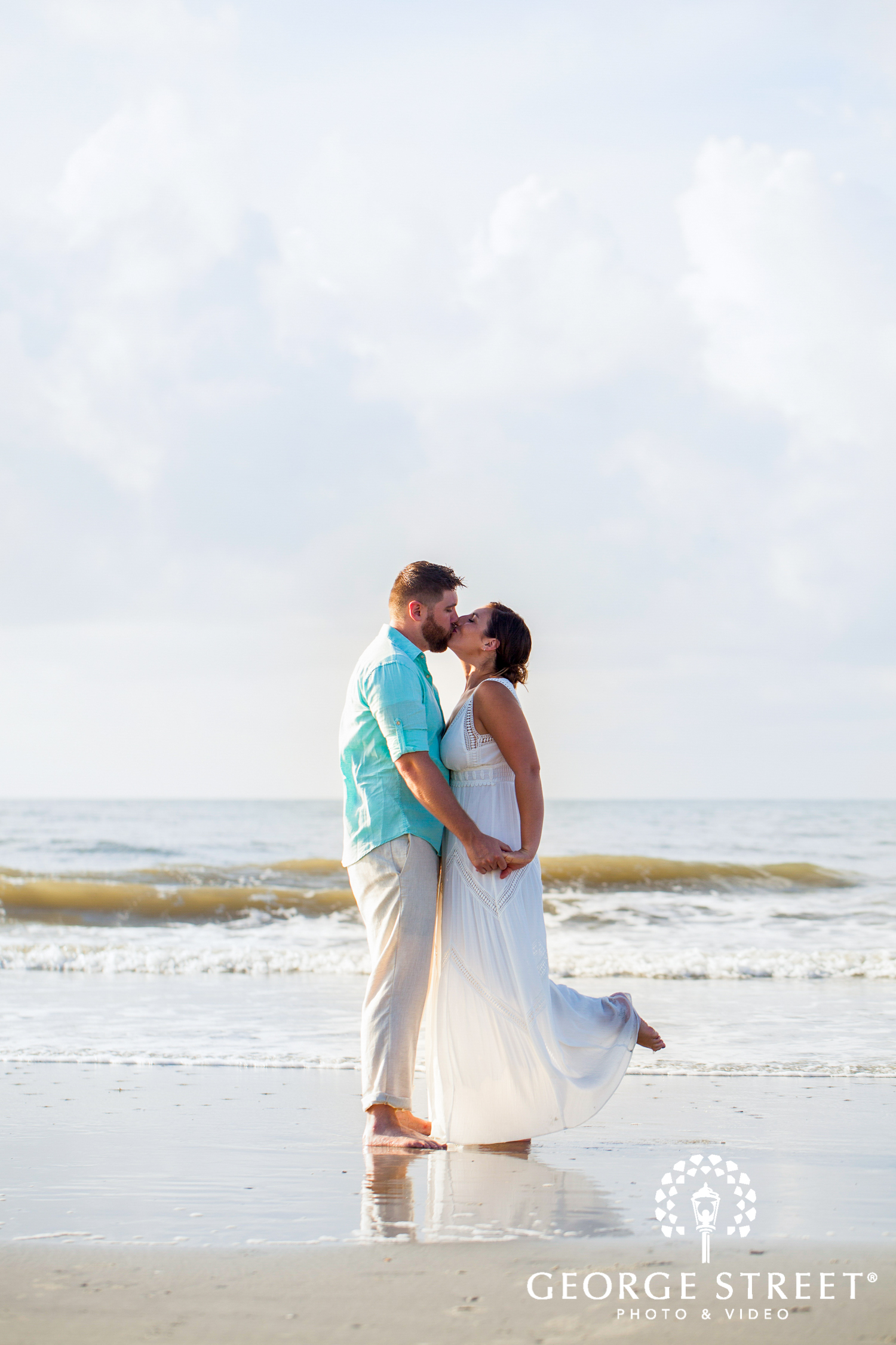 glowing beach engagement session