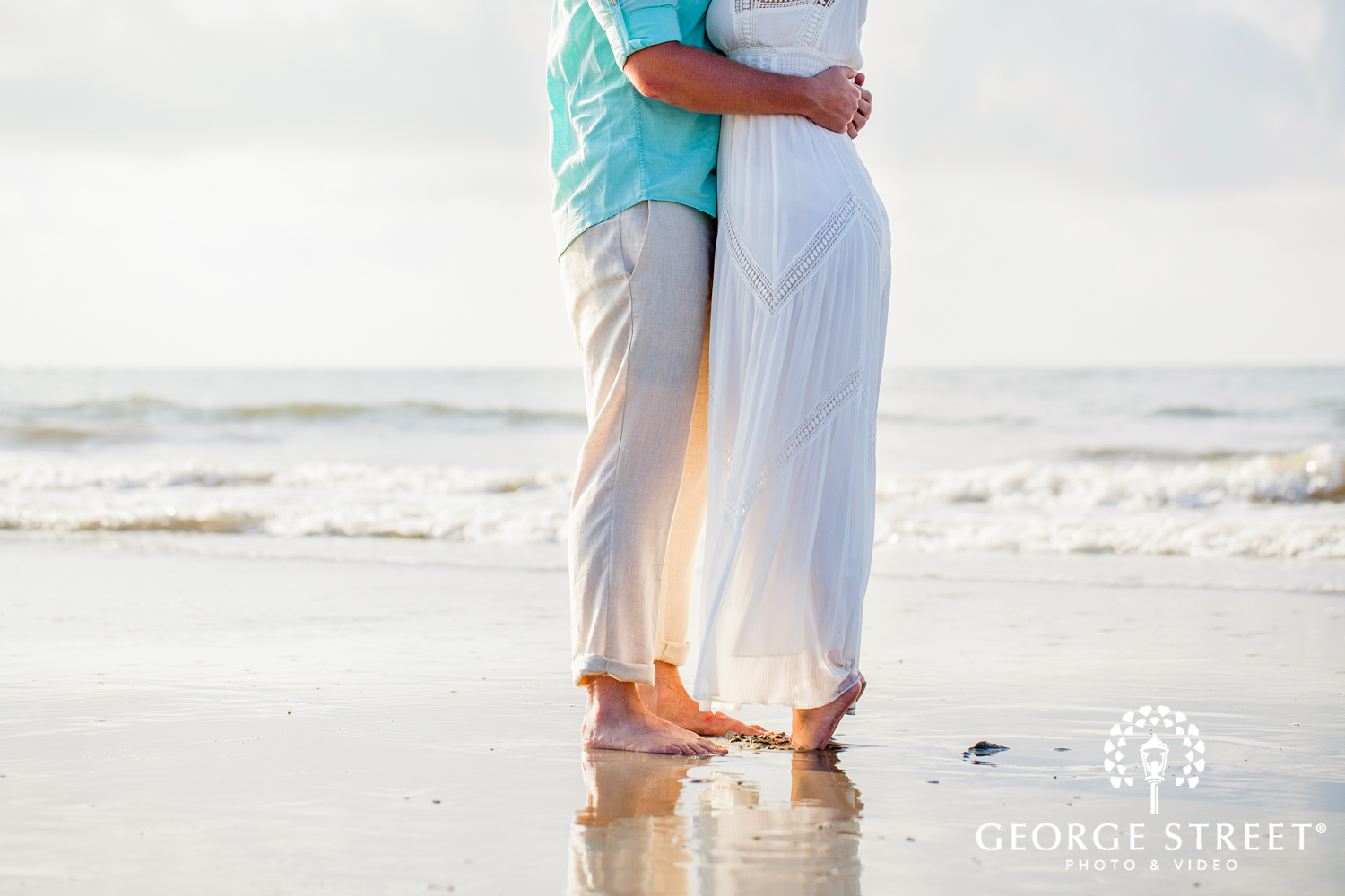 dreamy golden hour beach engagement photos