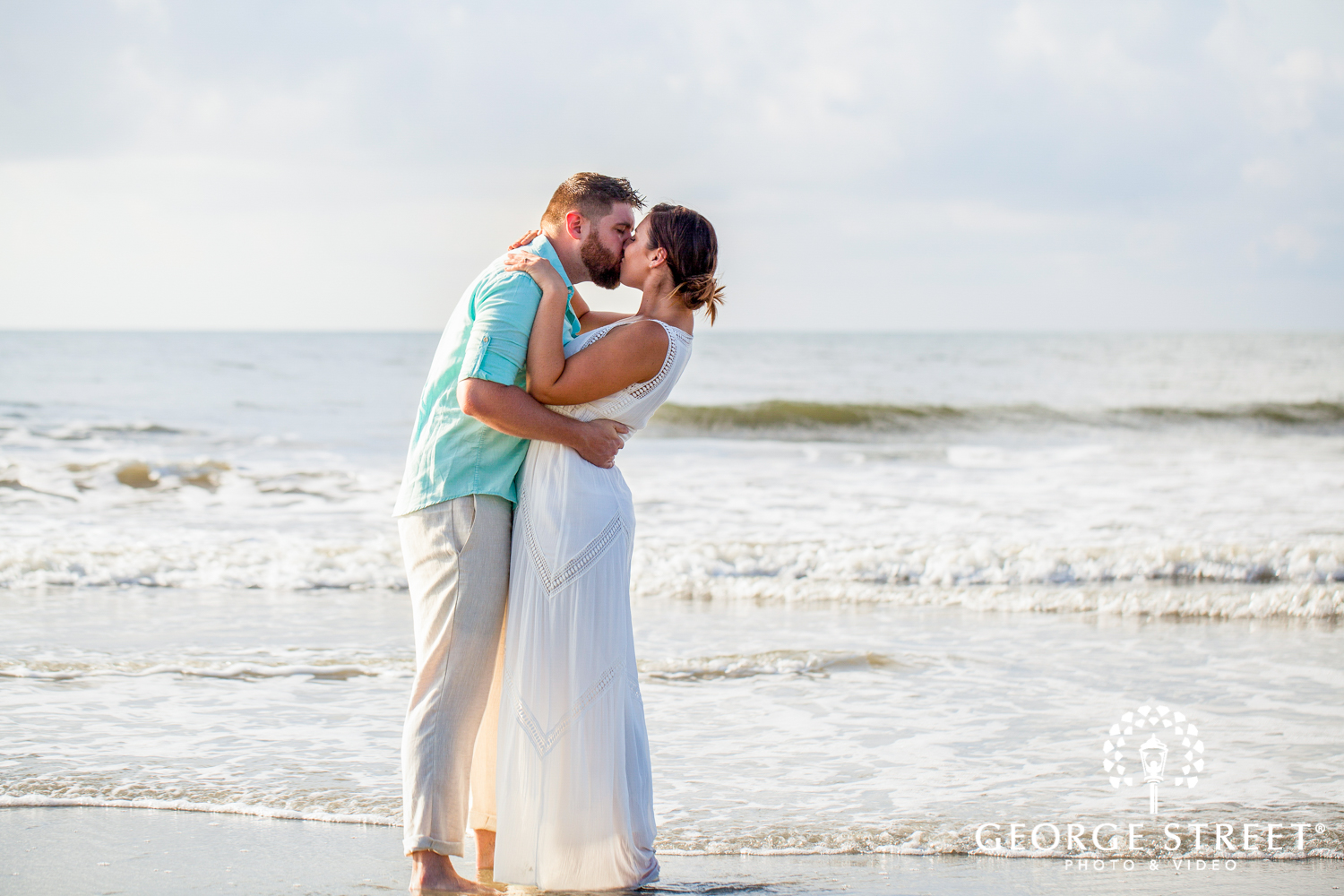 golden hour beach engagement photos