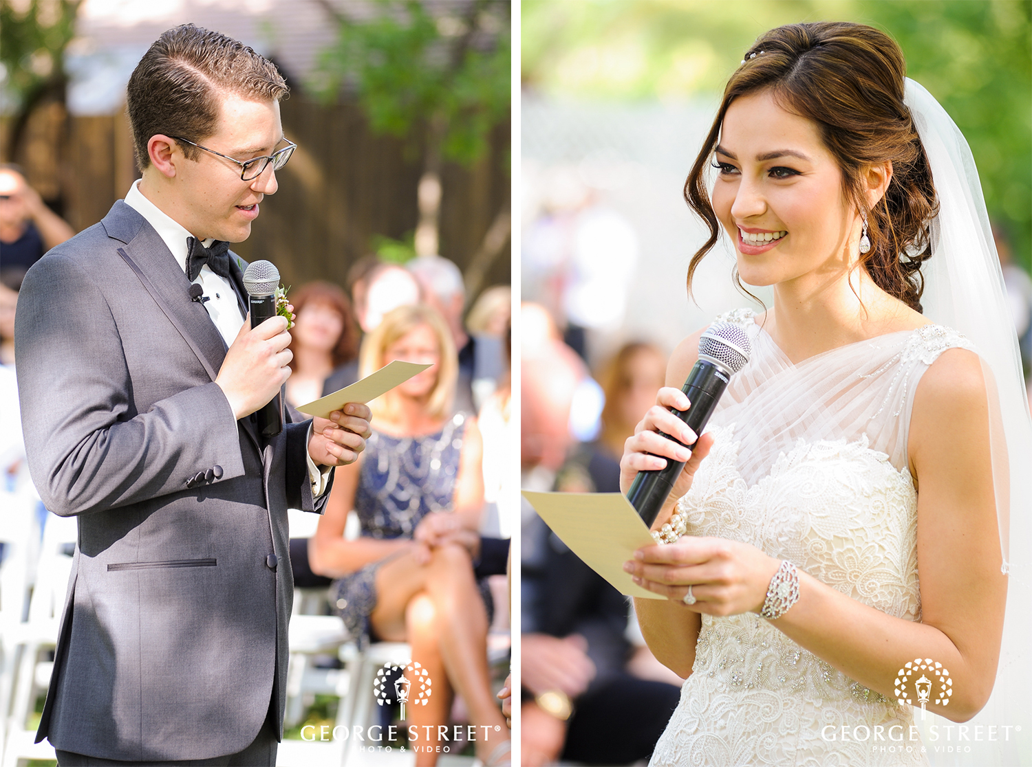 bride and groom reading vows outdoor ceremony