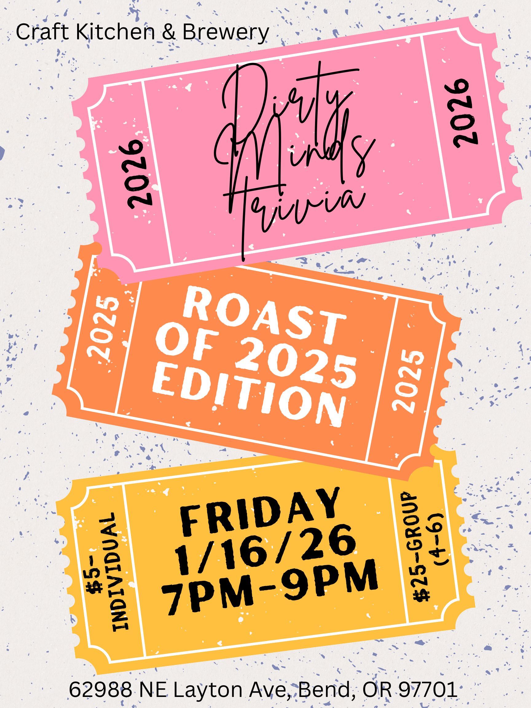 Craft Kitchen & Brewery – Dirty Minds Trivia: Roast of 2025