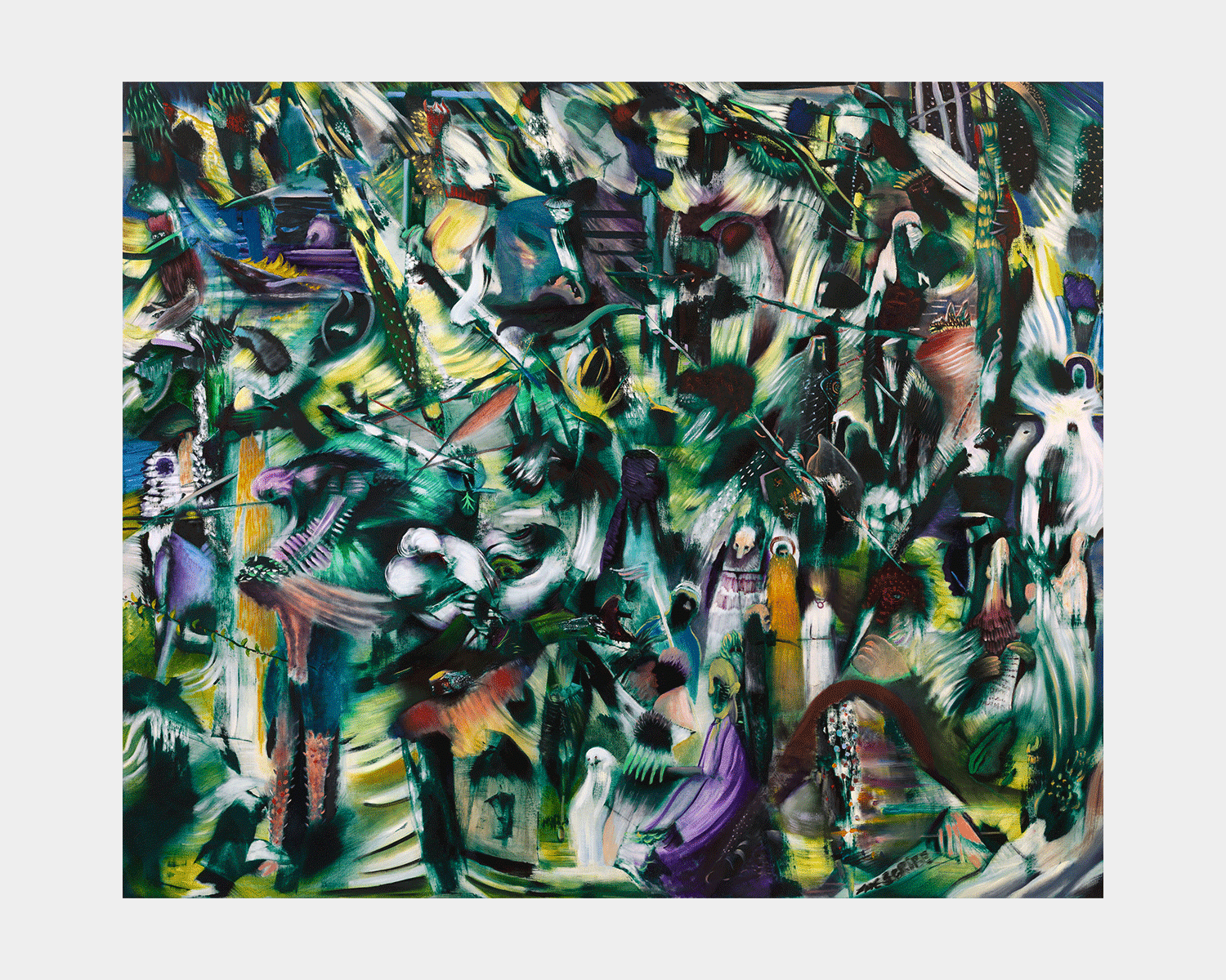 - Ali Banisadr, The Scribe, 2026. Oil on linen. 149.9 x 180.3 cm | 59 x 71 inches. ©Photo: Jeremy Lawson. Courtesy of the artist and Perrotin. 
- Ali Banisadr, The Moon Watchers, 2026. Pastel, charcoal and ink on paper. 104.1 x 139.7 cm | 41 x 55 inches. ©Photo: Jeremy Lawson. Courtesy of the artist and Perrotin. 
- Ali Banisadr, Gilgamesh, 2025. Bronze. 40.6 x 12.7 x 12.7 cm | 16 x 5 x 5 inches. ©Photo: Genevieve Hanson. Courtesy of the artist and Perrotin.
- Ali Banisadr, The Alchemist, 2025. Bronze. Figure : 40.6 x 17.8 x 22.9 cm. Base : 10.2 x 17.8 x 7.6 cm | Figure : 16 x 7 x 9 inches. Base : 4 x 7 x 3 1/2 inches. ©Photo: Genevieve Hanson. Courtesy of the artist and Perrotin.