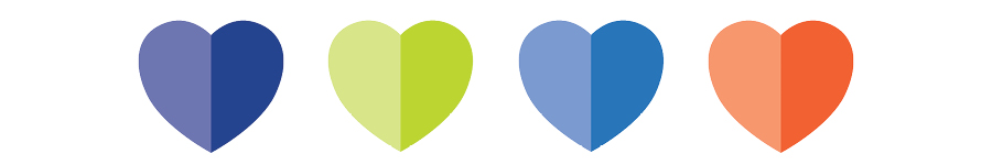 4 Color Hearts Header