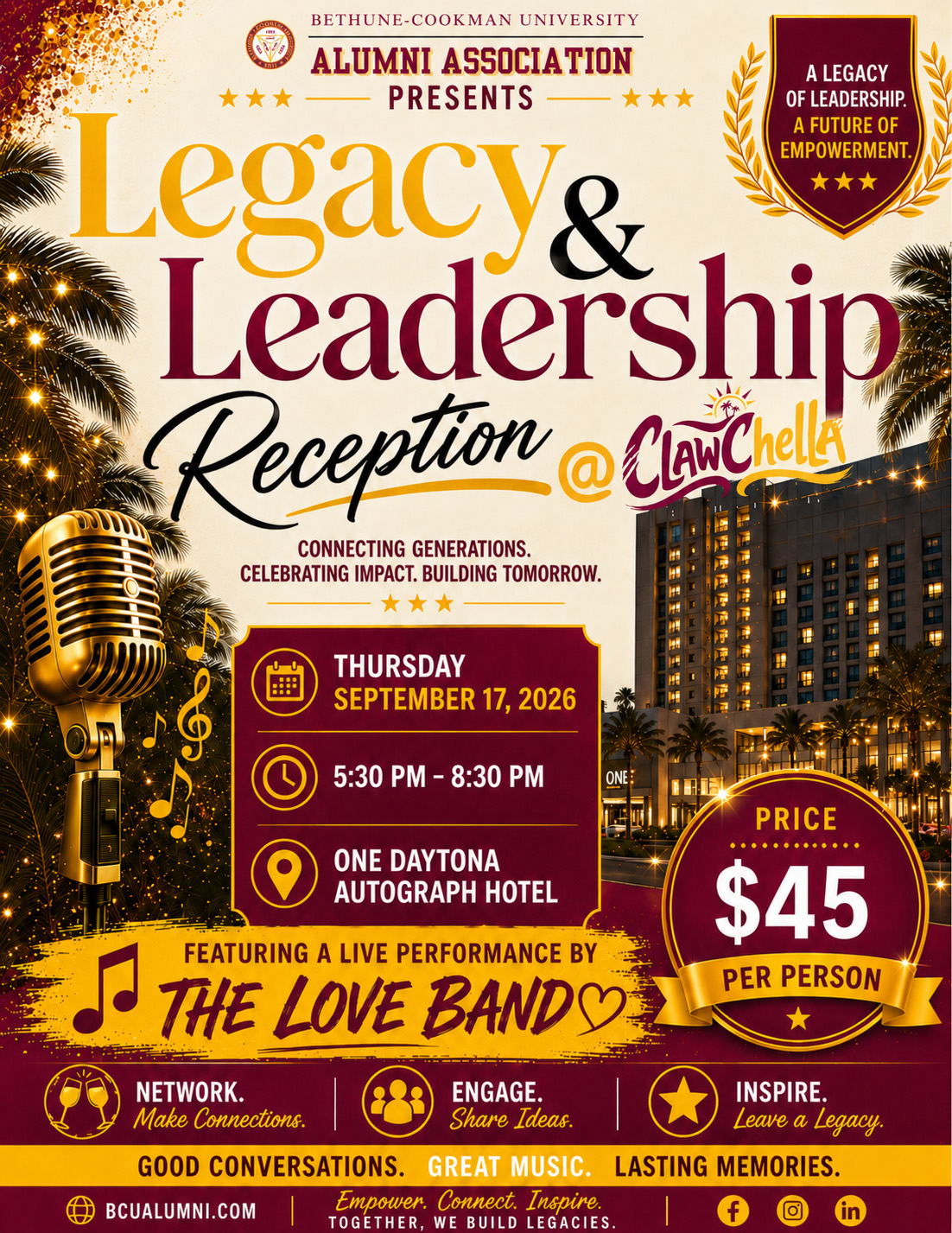 Legacy & Leadership Reception ticket Legacy and Leadership Reception event flyer - tickets $45