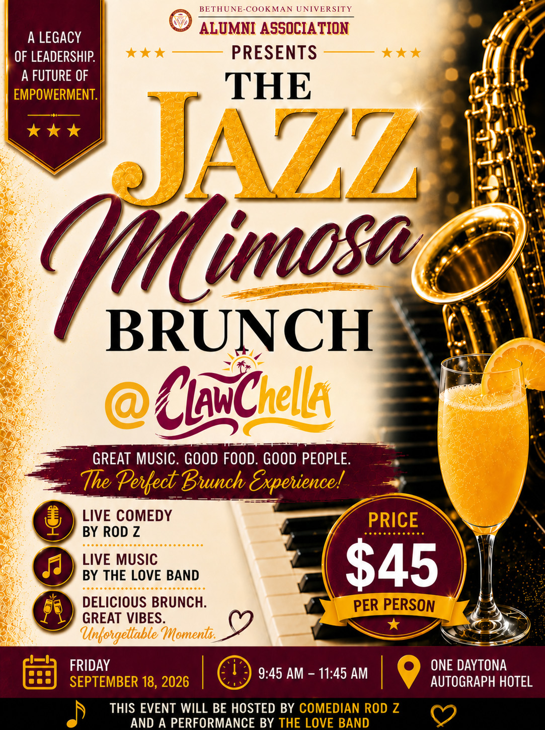 Jazz Mimosa Brunch ticket Jazz Mimosa Brunch event flyer - tickets $45