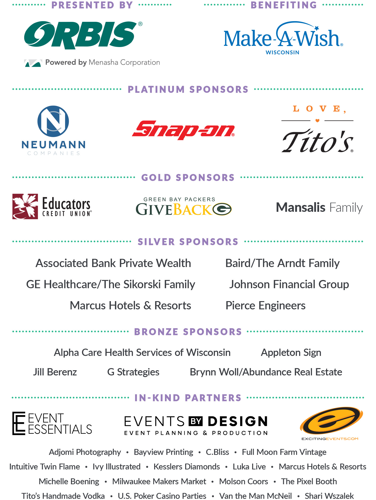 Thank you, Cheers for Wishes: Mardi Gras sponsors