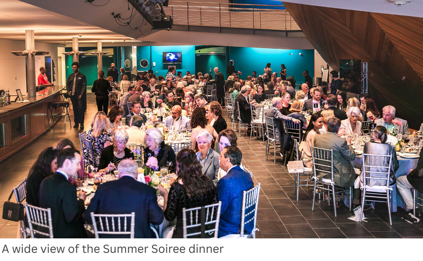 A wide view of the Summer Soiree dinner