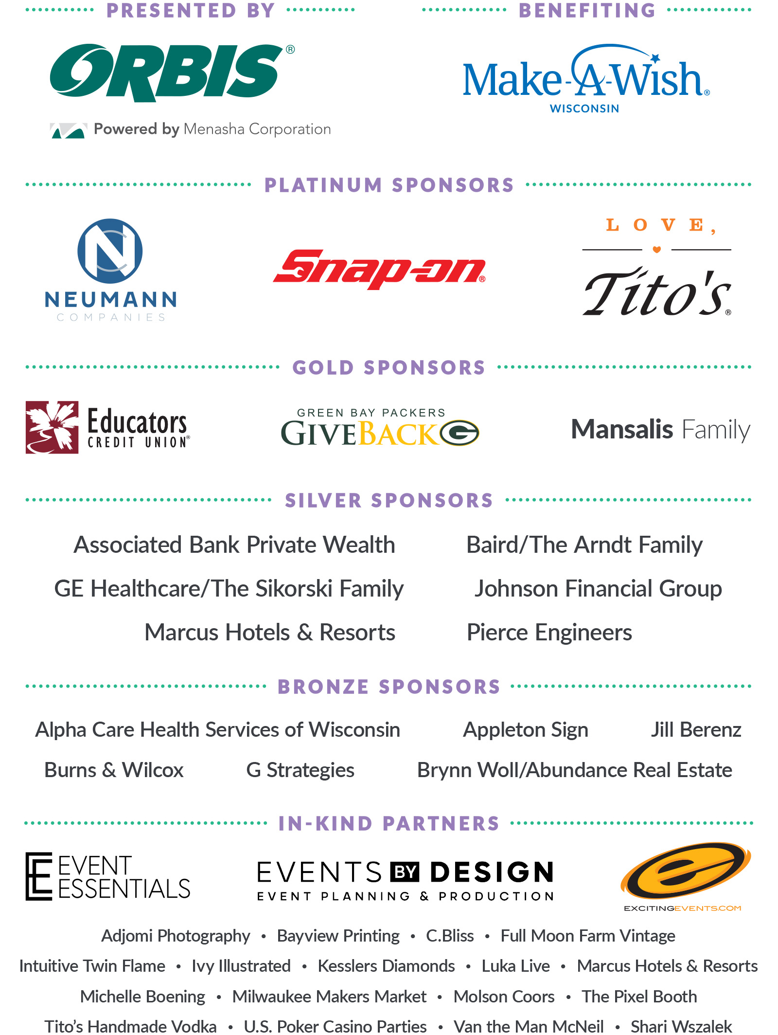 Thank you, Cheers for Wishes: Mardi Gras sponsors