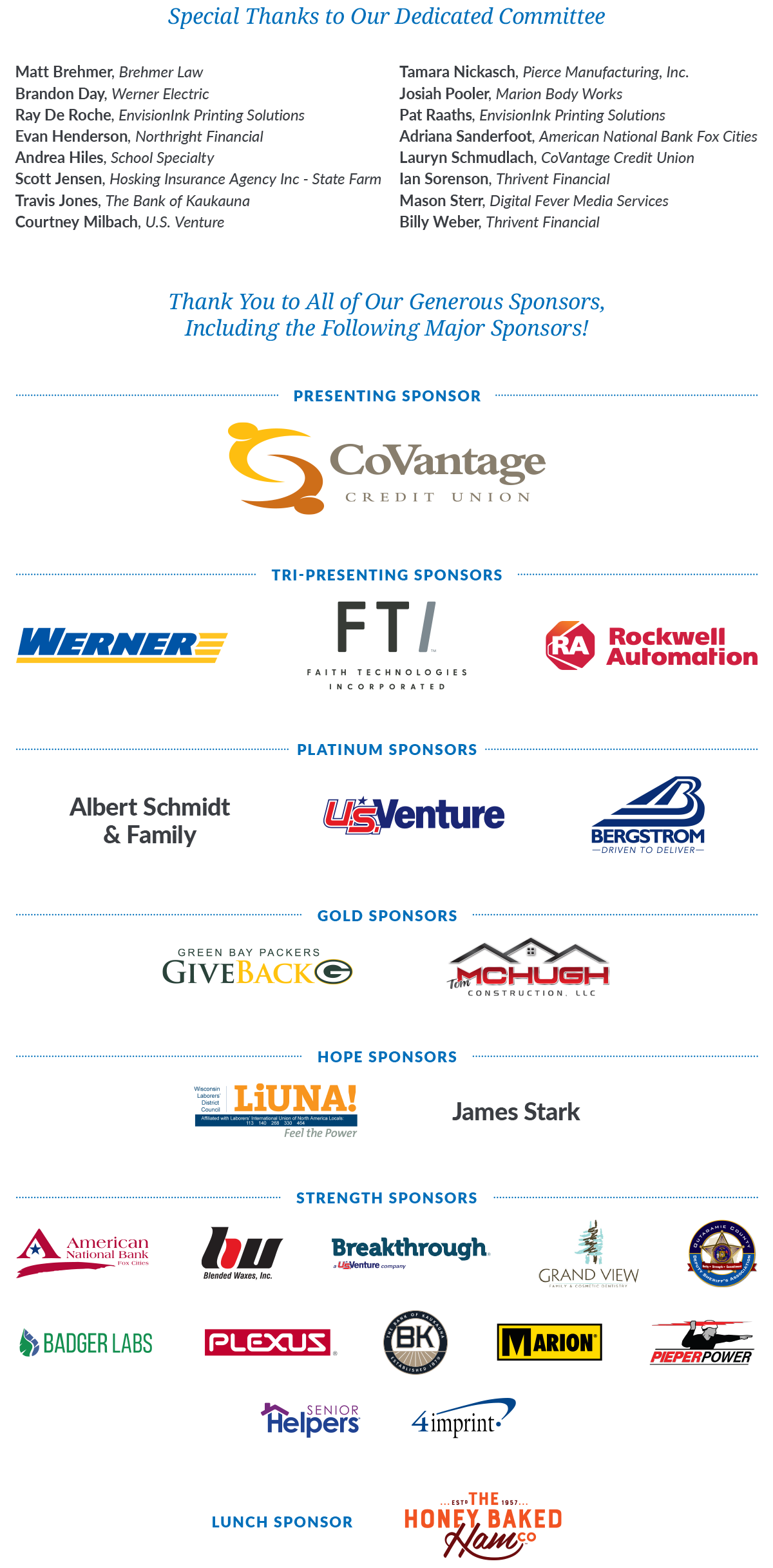 Golf for Wishes 2026 Committee & Sponsors