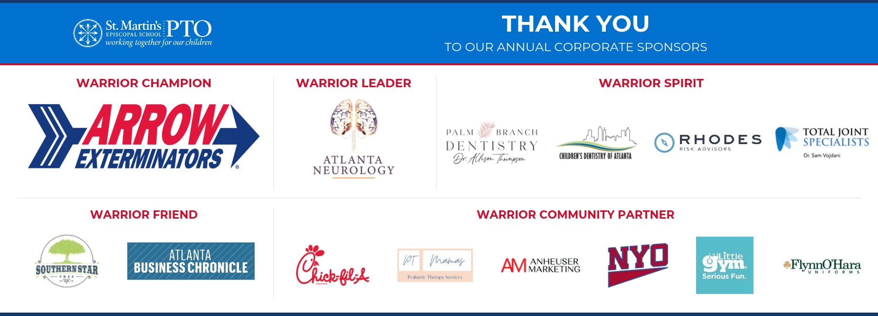 Thank you to our annual corporate sponsors
