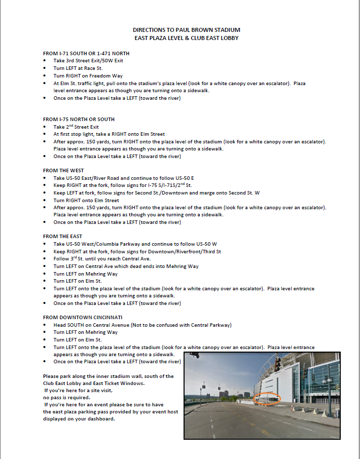 Parking Instructions